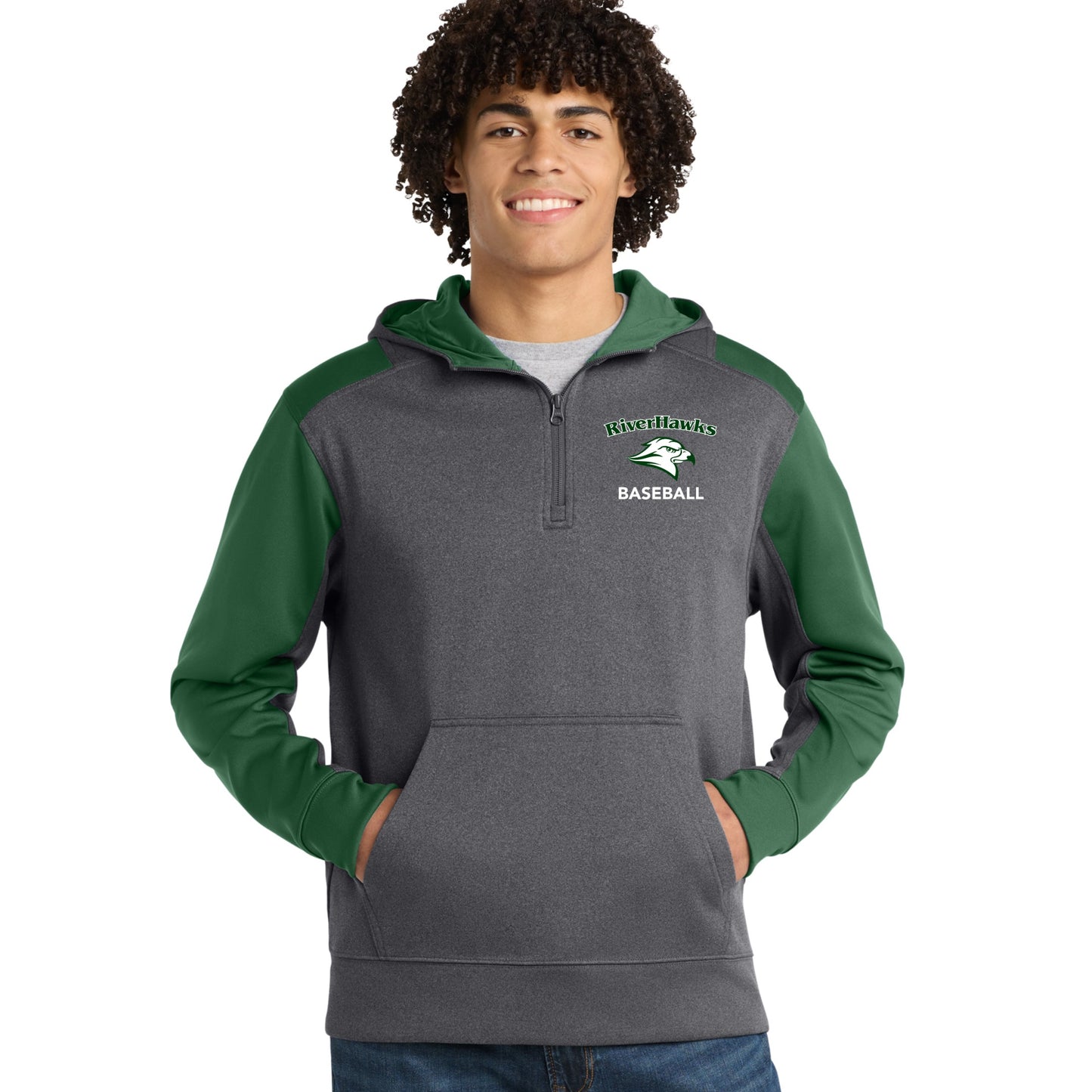 Jr. Riverhawks 1/4 Zip Two Tone Adult Hoodie