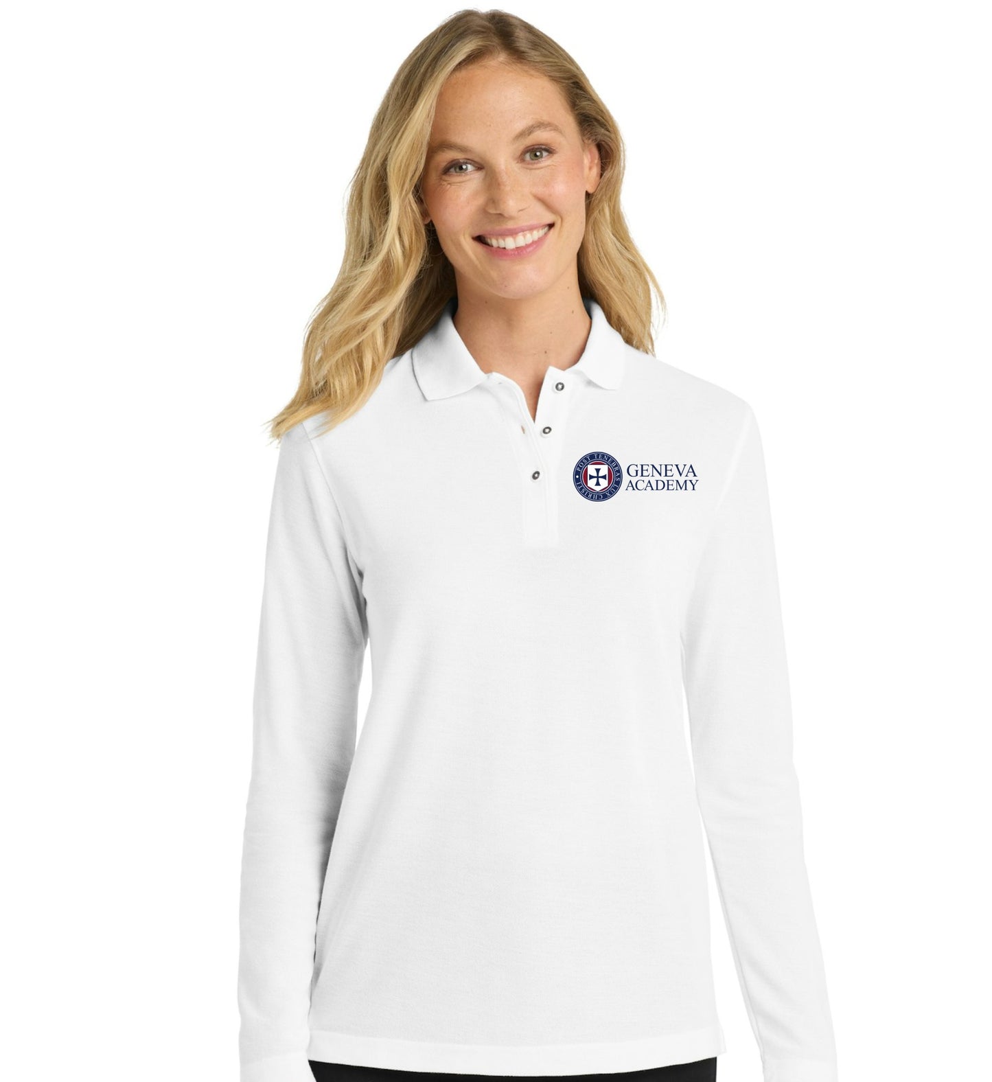 Geneva Academy Men's or Women's Long Sleeve Silk Touch Polo